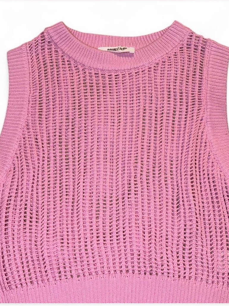 Cropped Knit Vest Womenâs Small Pink